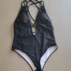 Black Strappy One-Piece Swimsuit